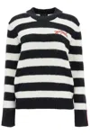 Marc Jacobs Pullover The Striped Brushed Logo Sweater In Black