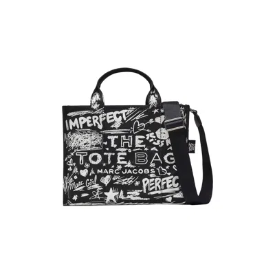 Pre-owned Marc Jacobs Punk Scribble Canvas Medium Tote Bag 'black/multicolor' | Women's Size Onesize
