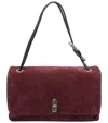 Marc Jacobs Rectangular Suede Shoulder Bag With Adjustable Strap In Purple