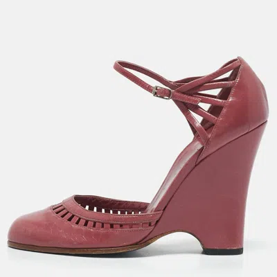 Pre-owned Marc Jacobs Purple Leather Wedge Pumps Size 37