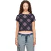 Marc Jacobs Logo Checked Cotton T-shirt In Purple