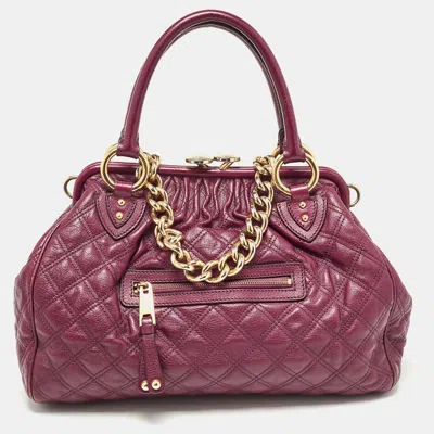 Pre-owned Marc Jacobs Purple Quilted Leather Stam Satchel