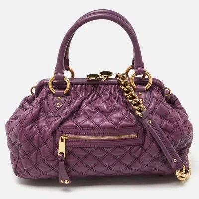 Pre-owned Marc Jacobs Purple Quilted Leather Stam Satchel