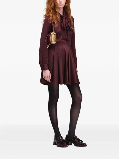 Marc Jacobs Pussy-bow Long-sleeve Mini Dress In Red