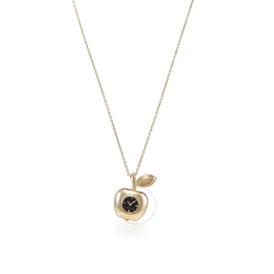 Marc Jacobs Quartz Black Dial The Bauble Apple Pendant Ladies Necklace Watch Mj0120179308 In Apple / Black / Gold / Gold Tone