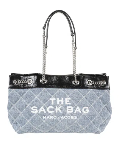 Marc Jacobs Quilted Beige Bag With Denim Texture In Gray