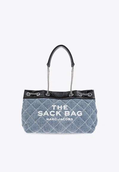 Marc Jacobs Quilted Denim Chain Sack Shoulder Bag In Blue