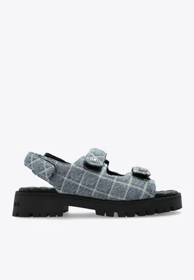 Marc Jacobs Quilted Denim Sunny Sandals In Blue
