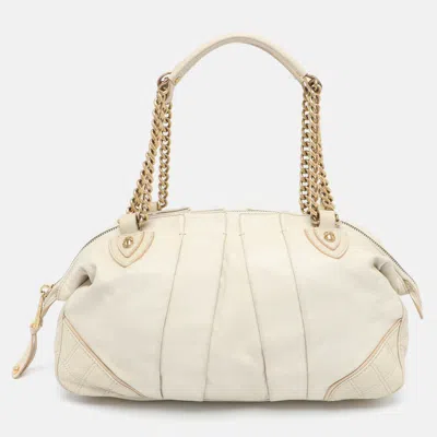 Pre-owned Marc Jacobs Quilted White Leather Satchel