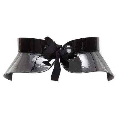 Pre-owned Marc Jacobs Rare Louis Vuitton 2011 Runway Fetishes Black Patent Peplum Corset Belt 85cm