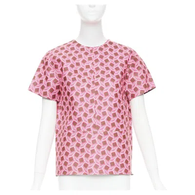 Pre-owned Marc Jacobs Rare Louis Vuitton Leather Pink Enlarged Lattice Lace Print Boxy Top Fr34 Xs