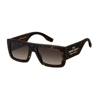Marc Jacobs Rectangle Full Rim Sunglasses In Brown