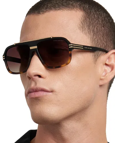 Marc Jacobs Rectangle Sunglasses, 60mm In Matte Black