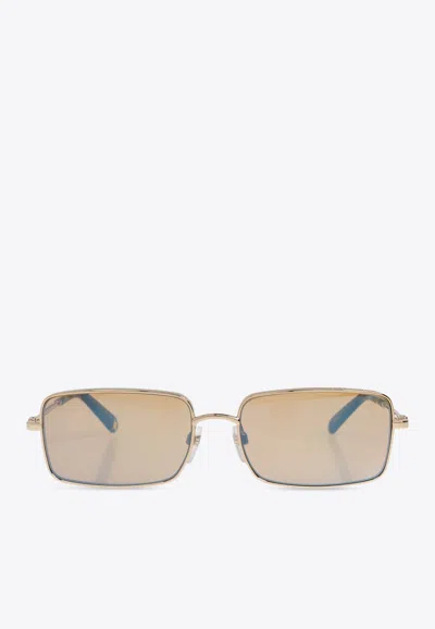 Marc Jacobs Rectangular-frame Metal Sunglasses In Blue