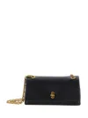 Marc Jacobs Rectangular Leather Wallet With Gold Chain Strap In Black