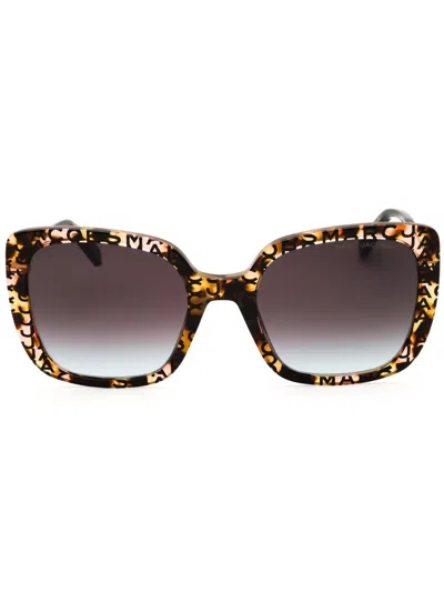 Marc Jacobs Brown Teal Square Ladies Sunglasses Marc 727/s H7p 55 In Black