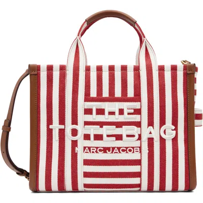 Marc Jacobs Red & White 'the Stripe Canvas Medium' Tote