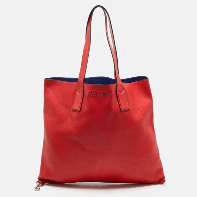 Pre-owned Marc Jacobs Red Faux Leather The Wingman Soft Tote