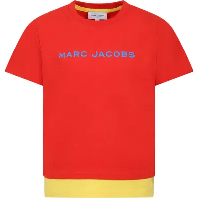 Marc Jacobs Kids' Logo Printed Cotton T-shirt In 레드