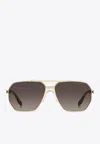 Marc Jacobs Refined Aviator Square Sunglasses In Brown