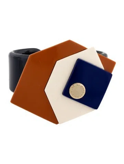 Pre-owned Marc Jacobs Resin Cuff Bracelet, 6.5" In Blue/orange/white