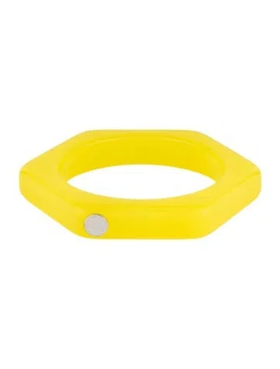 Pre-owned Marc Jacobs Resin Hexagon Bangle Bracelet, 8" In Yellow