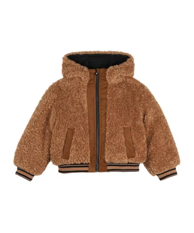 Marc Jacobs Kids' Reversible Faux-shearling Hoodie In Brown
