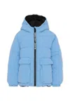 Marc Jacobs Reversible Light Blue Down Jacket For Boy With Logo In Blue