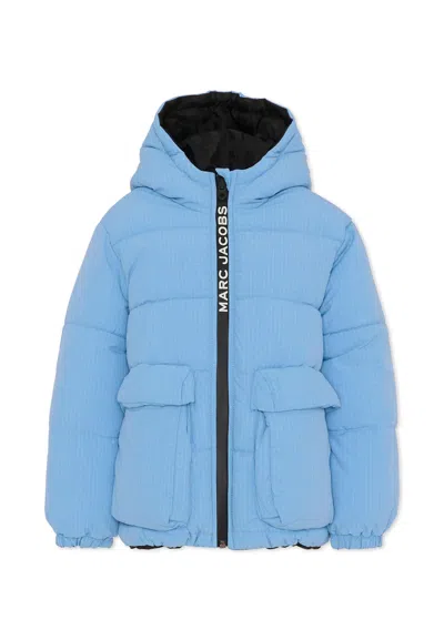 Marc Jacobs Kids' Reversible Light Blue Down Jacket For Boy With Logo