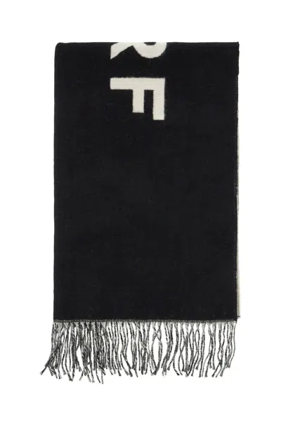 Marc Jacobs Reversible Wool Scarf In Seven In Black