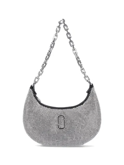 Marc Jacobs 'rhinestone Small Curve' Shoulder Bag In Gray
