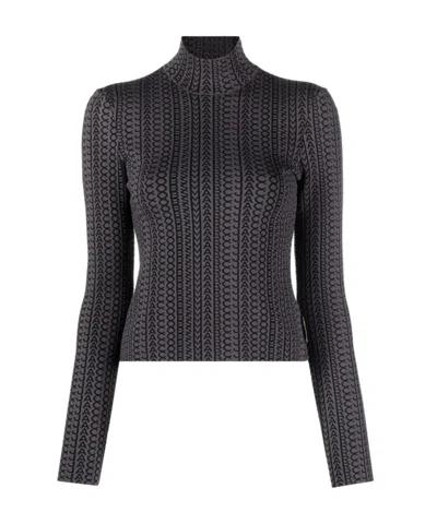Marc Jacobs Rib Knitted Pullover With High Neck In Black