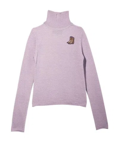 Marc Jacobs Rib Turtleneck Knitted Pullover In Purple
