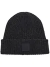 Marc Jacobs The Ribbed Dark Grey Beanie In Black