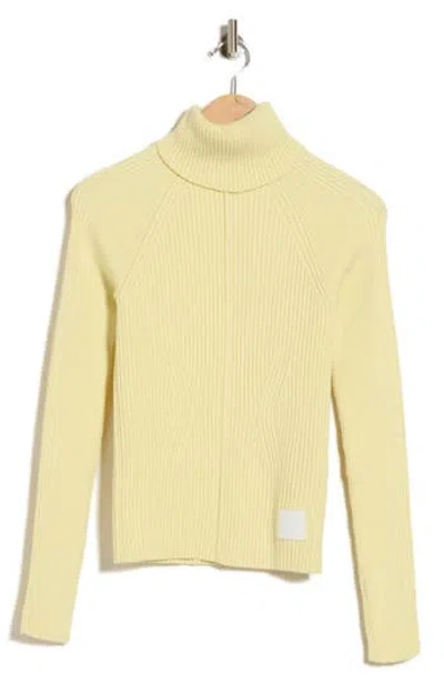 Marc Jacobs Ribbed Wool Blend Turtleneck Top In Yellow