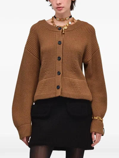 Marc Jacobs Ribbed-knit Structured Cardigan In Brown
