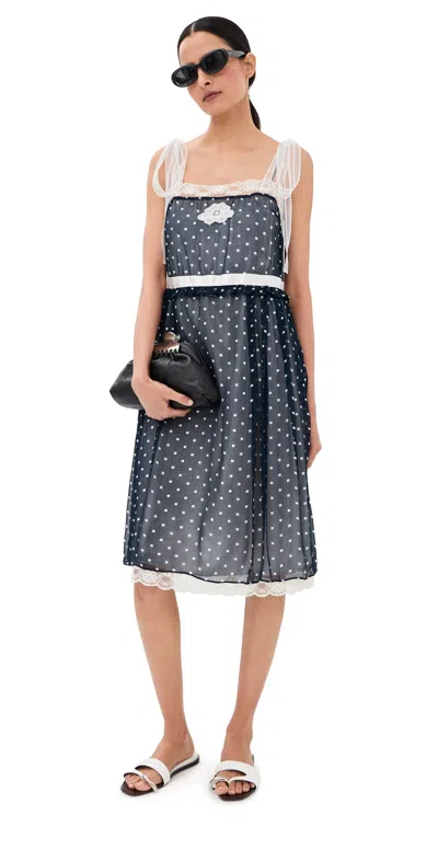 Marc Jacobs Ribbon Strap Chiffon Dress Navy Multi In Blue
