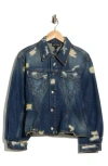 Marc Jacobs Distressed Denim Jacket With Collar And Stitching In Blue