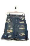 Marc Jacobs Distressed Mini Denim Skirt In Blue