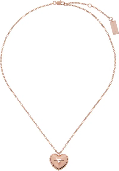 Marc Jacobs Rose Gold Balloon Heart Necklace In 689 Antique Rose Gol