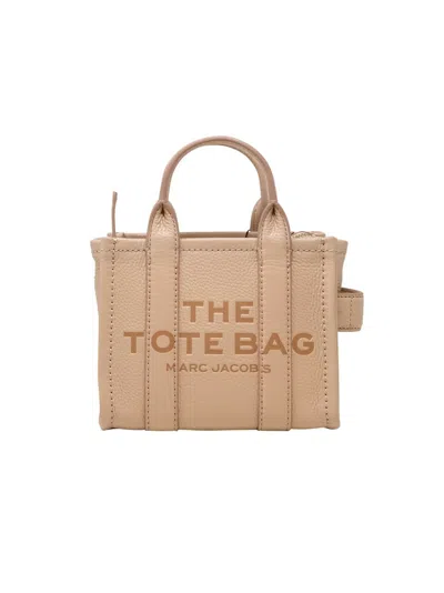 Marc Jacobs Rose Leather The Micro Tote Bag In Neutrals