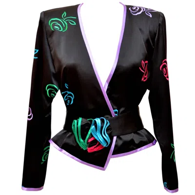Pre-owned Marc Jacobs Roses Jacket Size 4 In Black
