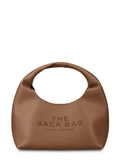 Marc Jacobs Rounded Leather Tote With Embossed Logo In Brown