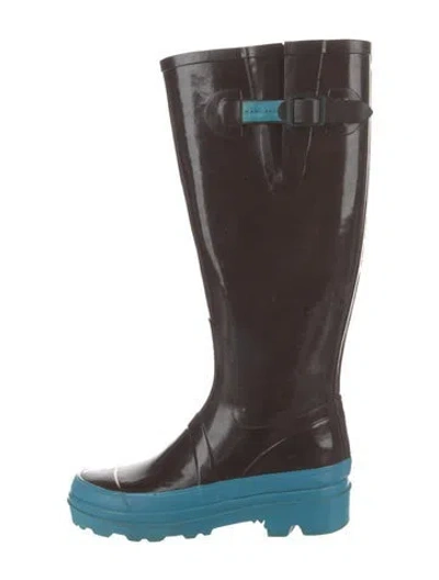 Pre-owned Marc Jacobs Rubber Colorblock Pattern Rain Boots In Multi