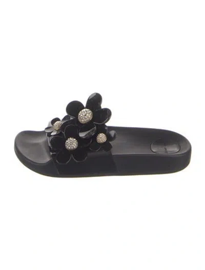 Pre-owned Marc Jacobs Rubber Floral Print Slides In Black