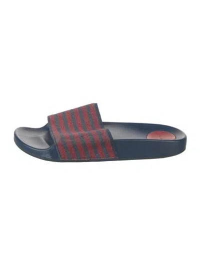 Pre-owned Marc Jacobs Rubber Printed Slides In Blue