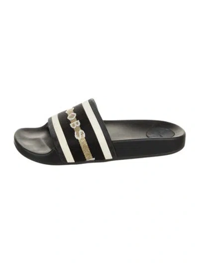 Pre-owned Marc Jacobs Rubber Striped Slides In Black