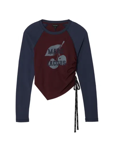 Marc Jacobs Ruched Raglan Longsleeve Top In Red