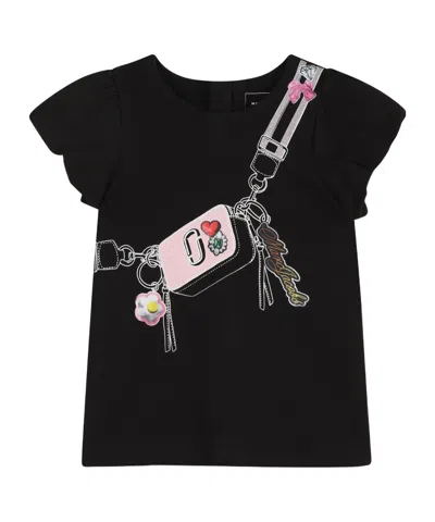 Marc Jacobs Babies' Ruffled Graphic Dress In Black