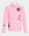 Marc Jacobs Printed Denim Shirt In Bow Pink